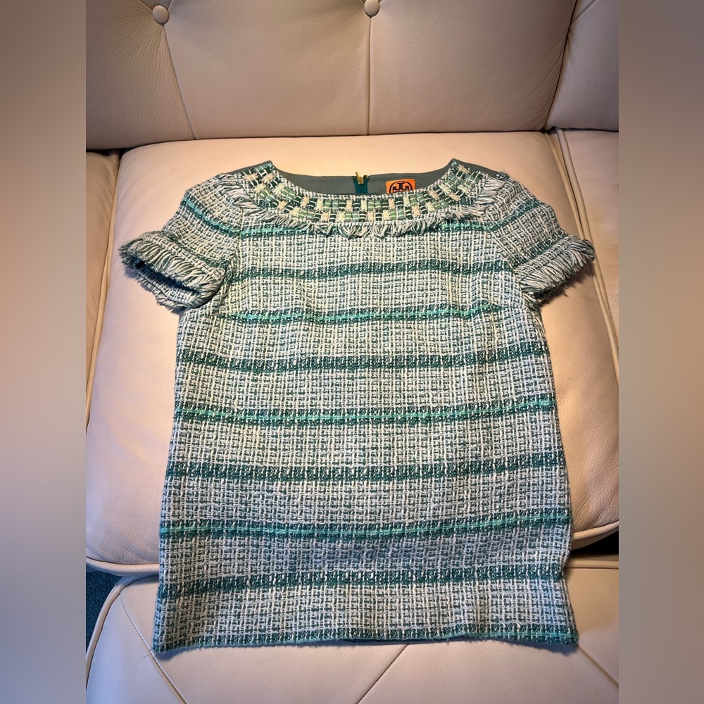 Tory Burch Light Blue Textured Jacket